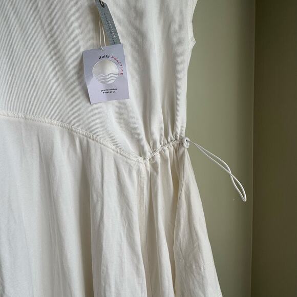 Anthropologie Daily Practice White Jersey Dress Asymmetrical Dress Petite S NWT - Picture 3 of 8